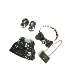 二代labubu坐坐娃衣17cm掛件拉佈佈黑香風山茶花包包鞋子套裝衣服