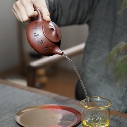 【暢陶】 宜興手工紫砂壺茶壺家用茶具李曉璐竹葉石瓢套裝200cc